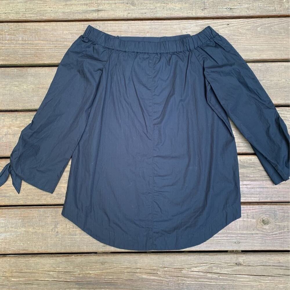 Free People Womens Blouse Blue Off Shoulder Long Sleeve Tie Knot 100% Cotton XS - Picture 3 of 8